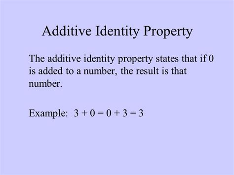 Additive Identity Property Examples