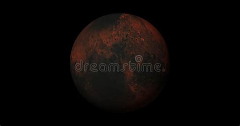 Planet Mars Sun Rise Isolate On Dark Front View Of Mars Planet From 3d