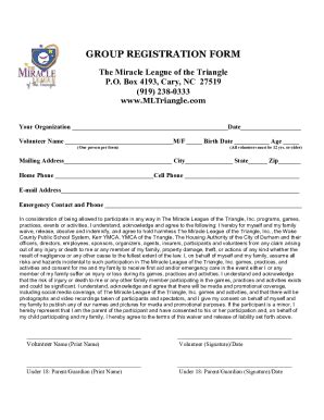 Fillable Online Miracle League Of Dunn Player Registration Form Fax