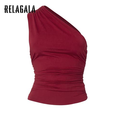 Relagala Women S New Fashion Casual Solid Color Slim Shoulder