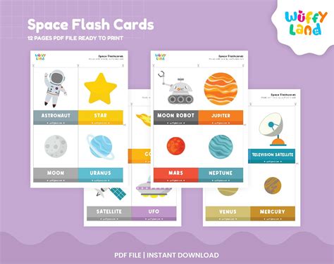 Space Flashcards Printable Space Themed Flashcards - Etsy