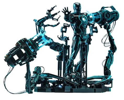 MARVEL NEON TECH IRON MAN WITH SUIT UP GANTRY FIGURE HOT TOYS