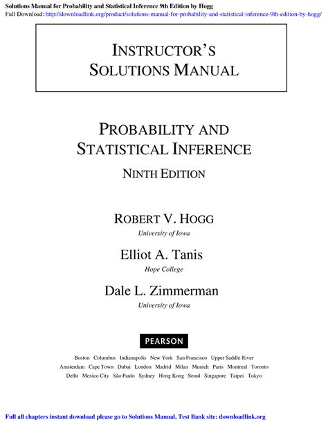 Solutions Manual For Probability And Statistical Inference 9th Edition