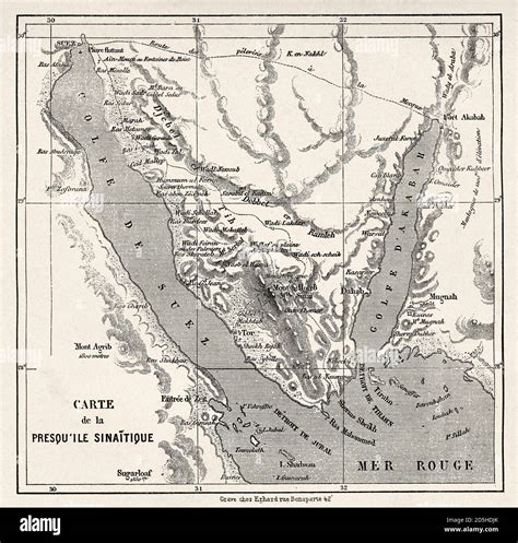 Mapa Antiguo De La Península Del Sinaí Egipto Antiguo Siglo Xix