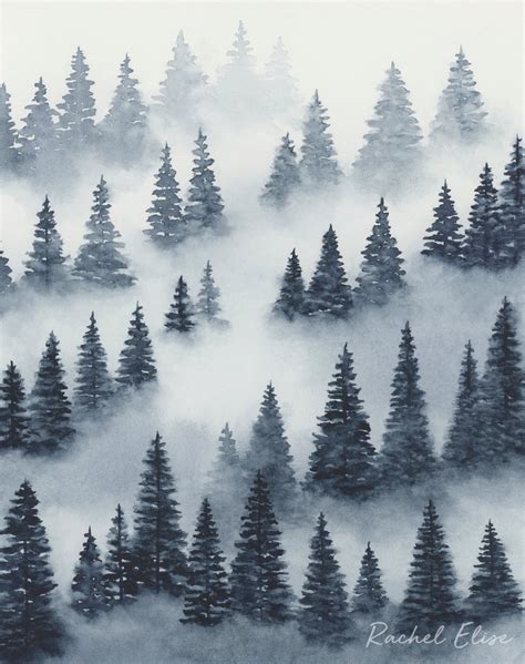 Blue Trees Above the Fog II - Art Print – Rachel Elise Art