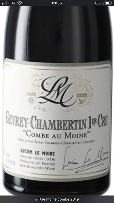 Lucien Le Moine Gevrey Chambertin Er Cru Combe Aux Moines France