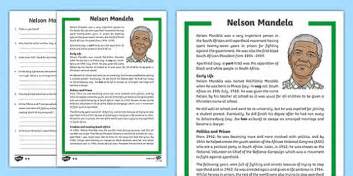 Ks2 Nelson Mandela Differentiated Reading Comprehension Activity