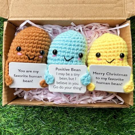 Handmade Crochet Positive Bean Funny Unique Crochet Plush Gift