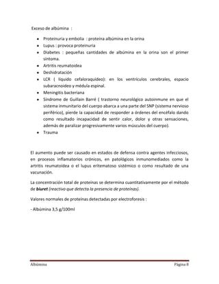 Albumina informe albúmina PDF