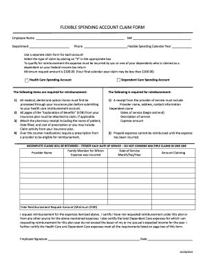 Fillable Online Mtu Flexible Spending Claim Form Fax Email Print