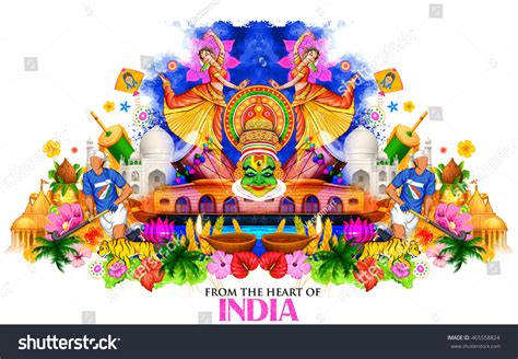 Illustration India Background Showing Culture Diversity Stock Vector ...