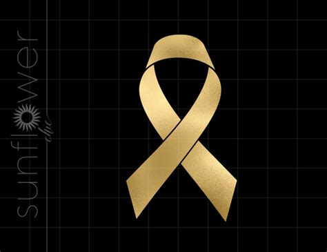 Gold Cancer Ribbon Png Svg Downloads Gold Foil Cancer Ribbon - Etsy