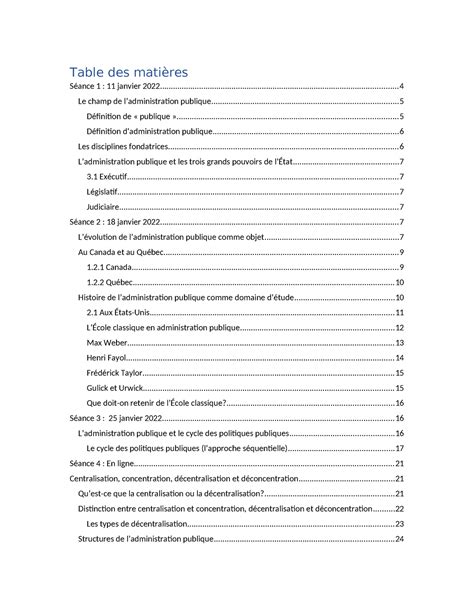 La Gestion De L Tat Notes De Cours Table Des Mati Res S Ance