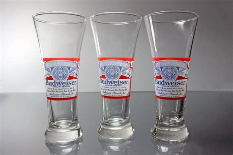 Budweiser Pilsner Glasses Budweiser Label 8 Ounce Collectible