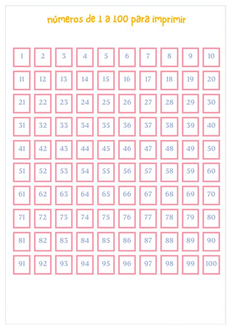 Números Para Imprimir 1 A 100 - Números de 1 a 100 para imprimir - Educador