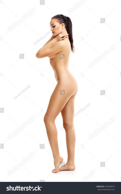 Fit Naked Woman Isolated On White Stock Photo 623645819 Shutterstock