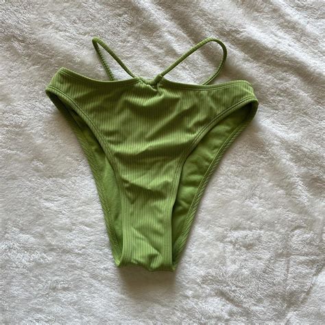 Green Ribbed Bikini Bottoms Highwaisted And Has Depop