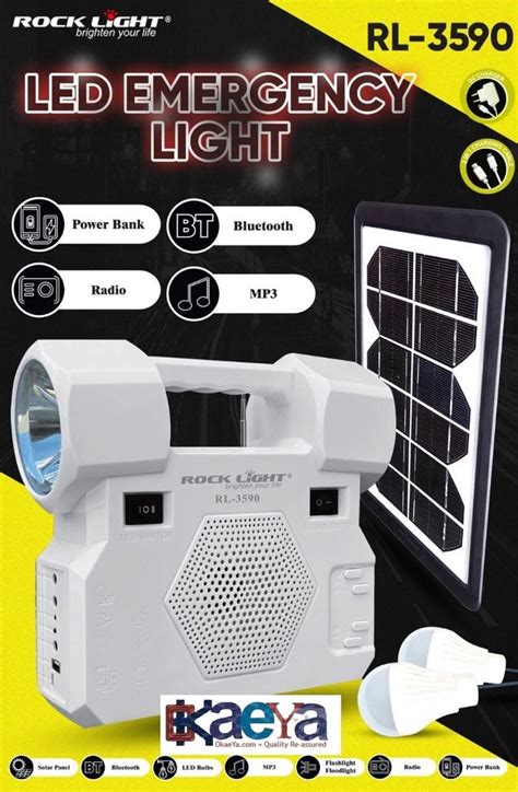 Okaeya Rocklight Rl Inverter Emergency Light With Solar Panel