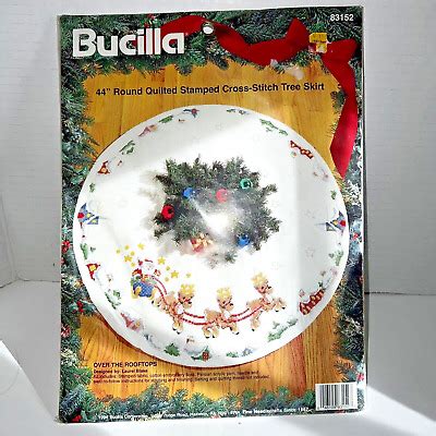 Bucilla Over The Rooftops Cross Stitch Kit Christmas Tree Santa Skirt