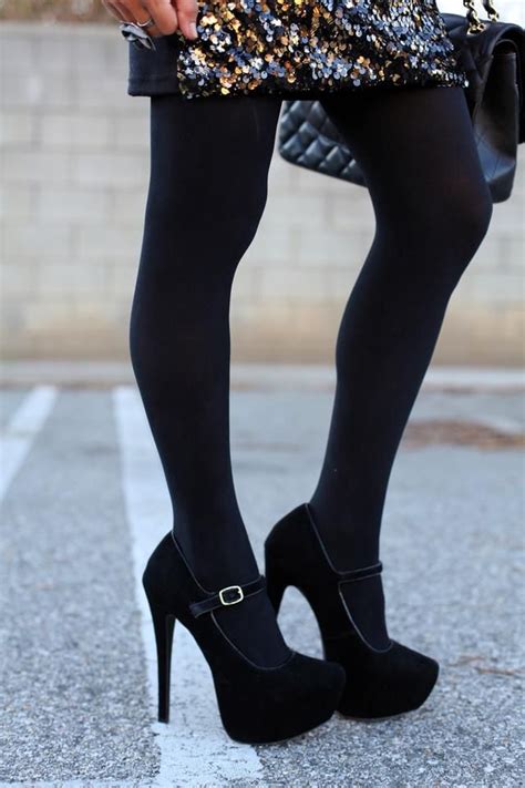 Perfect♥ Tights And Heels Black Sandals Heels Fashion