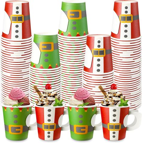 Festive Sliner Christmas Paper Cups With Handle Oz Pcs