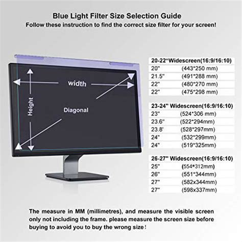 GetUSCart- Anti Blue Light Screen Filter for 20 21.5 22 inch, Universal ...