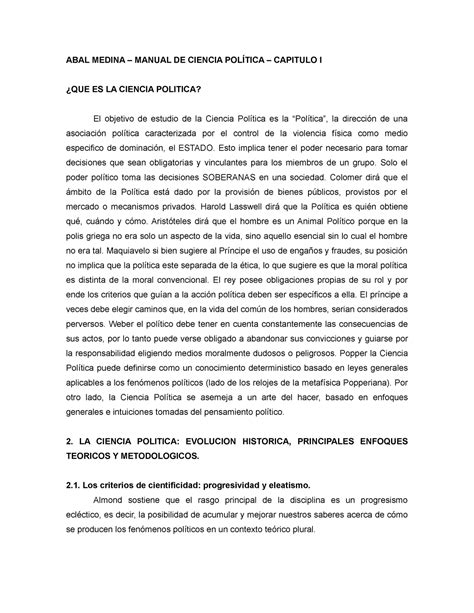 ABAL Medina Manual De Ciencia Politica CAP 1 ABAL MEDINA MANUAL