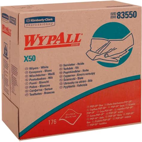 Wypall X50 Wipers 9 1 10 X 12 1 2 White 176 Pop Up Box 10 Boxes