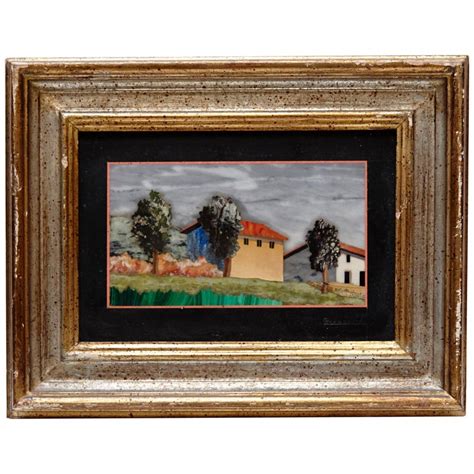 Pietra Dura Scarpelli Framed Artwork, Florence, Italy, circa 1960 For ...