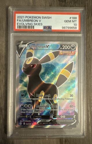 Sword Shield Evolving Skies Full Art Holo Umbreon V Psa