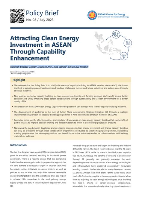 Policy Brief Archives Asean Centre For Energy