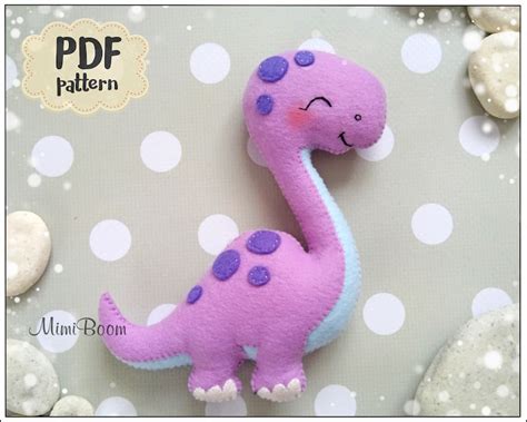 Felt Pattern Dinosaur Easy Pdf Pattern Dinosaur Felt Sewing Etsy España