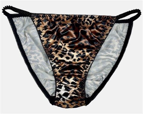 Satin String Bikini Panty Leopard Print S Gem