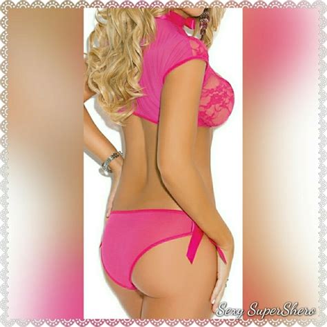 Sexy Supershero Intimates Sleepwear Raspberry Pink Lace Mesh Sexy Lingerie Set Poshmark