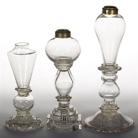 Free Blown And Pressed Glass Whale Oil Fluid Stand Lamps Lot Of Three Sold At Auction On 24th