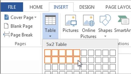 Insert Tables in Microsoft Word