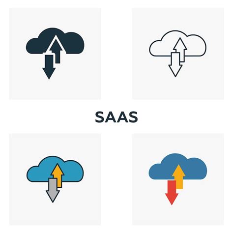 Premium Vector Saas Icon Set Four Elements In Diferent Styles From