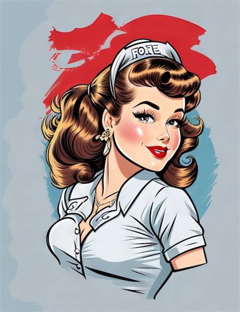 Premium Ai Image Retro Pinup Woman Illustration