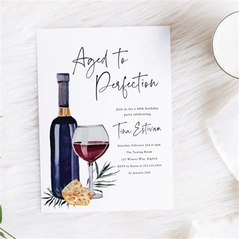 Birthday Party Invitation Aged To Perfection Wine Theme Etsy