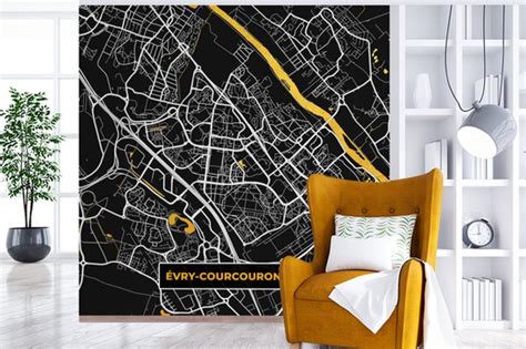 Behang Fotobehang Stadskaart Plattegrond Vry Courcouronnes