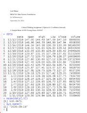 Critical Thinking Assignment 2 Option 1 Confidence Intervals Docx