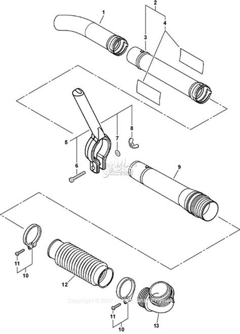 Echo PB-46HT S/N: 001001-999999 Parts Diagram for Blower Tubes