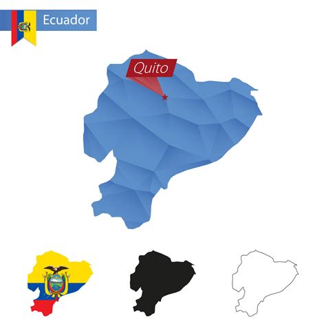 Ecuador blue Low Poly map with capital Quito. 18818295 Vector Art at