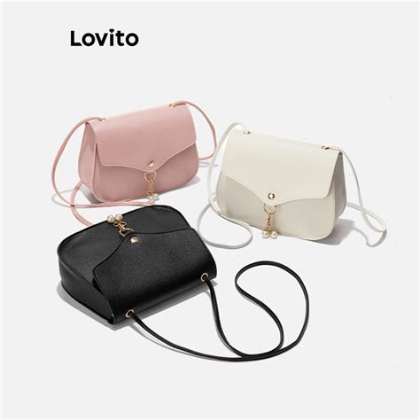 Lovito Women Casual Plain Pearls Shoulder Tote Bag L63AD331 Shopee