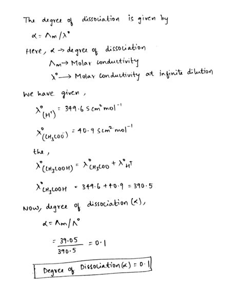 Calculate the degree of dissociation (alpha) of acetic acid its molar conductivity { wedge _m ...