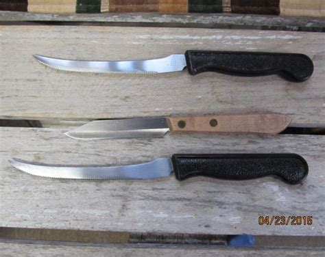 3 Vintage Ekco Knives Knife Wood Handle Black Handle Kitchen Paring ...