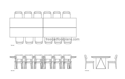 12 Seater Dining Table Free Cad Drawings