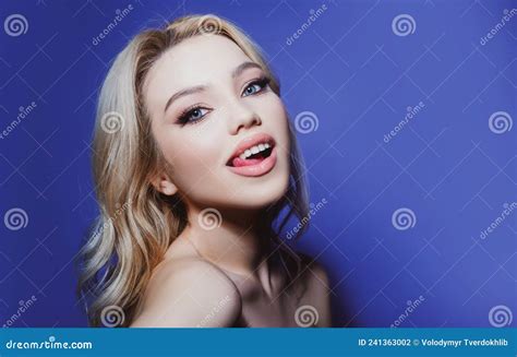 Sensual Female Model Face Portrait Of Beautiful Model With Natural Nude Make Up Beauty Girl