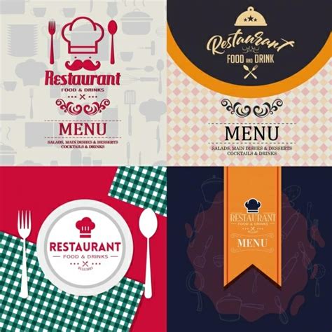 Vintage Restaurant Menu Templates Vectors Graphic Art Designs In