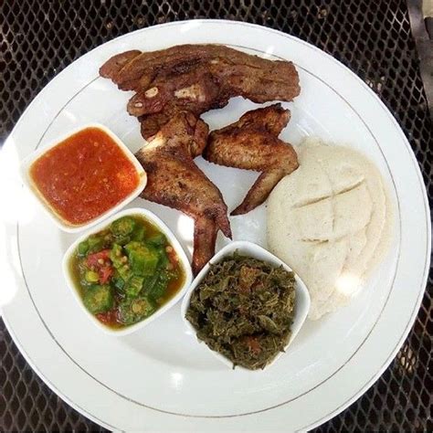 Zambian food. Katapa. Okra. Nshima. Chicken | Zambian food, Zimbabwe ...